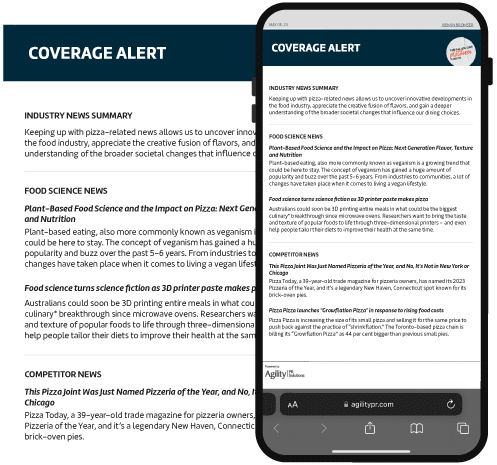 Coverage Alert Industry News Summary - Example content Food Science News - Example content Competition News - Example content
